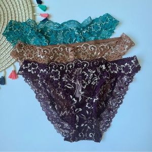 Victoria's Secret Dream Angels 3-Pack Shine Lace Shimmer Cheekini Panties S NEW